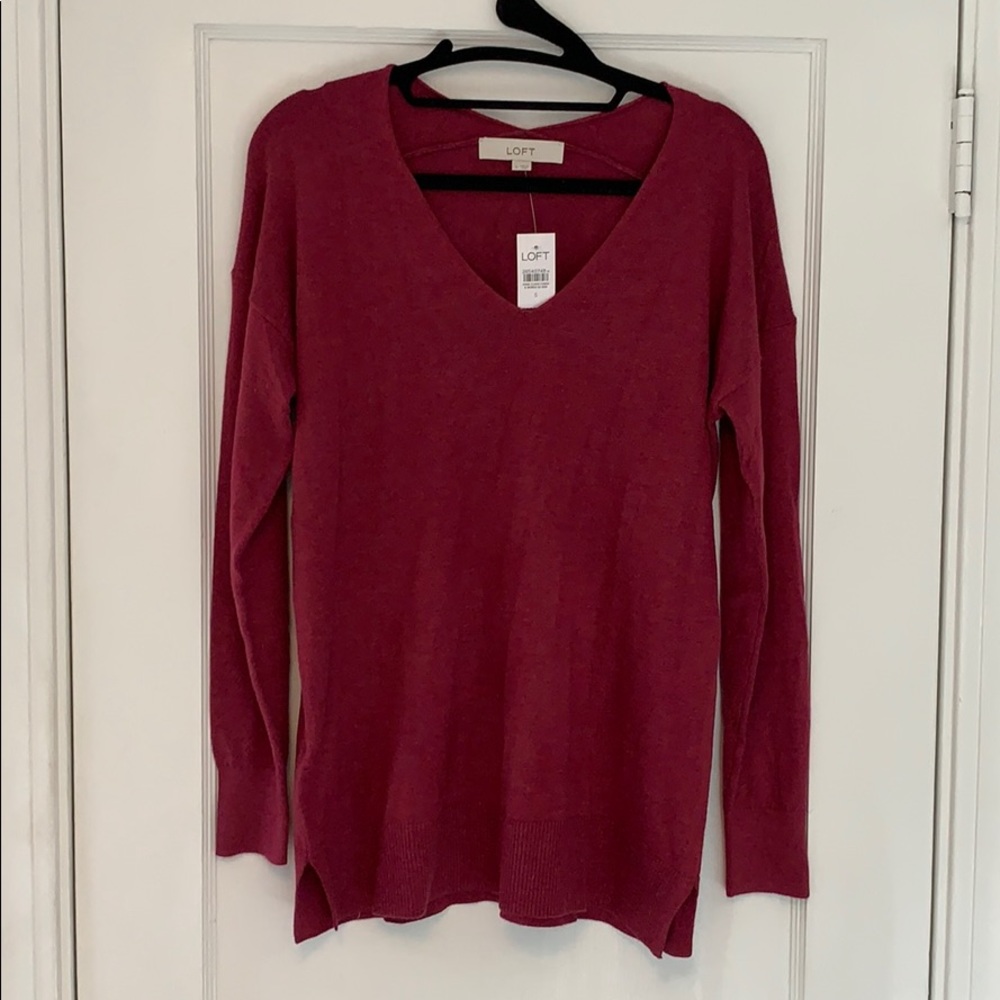 The Loft Maroon long sleeve v neck - never worn!